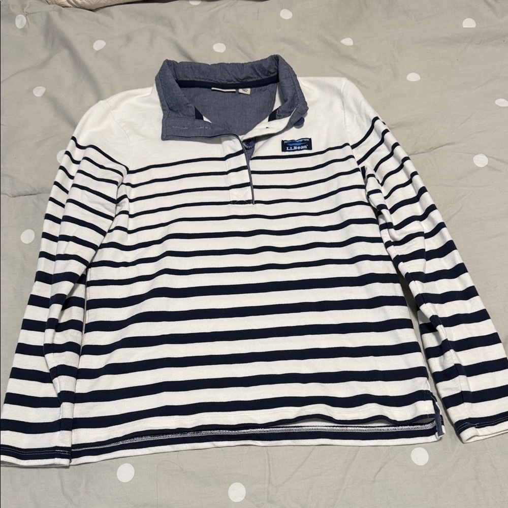 L.L. Bean Navy and White Striped Sweater